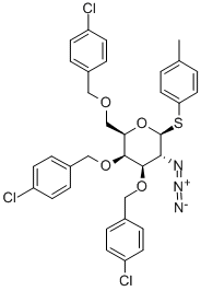 4-Methylphenyl2-azido-3,4,6-tri-O-(4-chlorobenzyl)-2-deoxy-b-D-thiogalactopyranoside Structure
