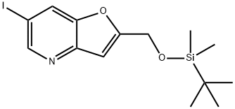 2-((TERT-ブチルジメチルシリルオキシ)メチル)-6-ヨードフロ[3,2-B]ピリジン 化学構造式