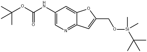 tert-Butyl 2-((tert-butyldimethylsilyloxy)methyl)-furo[3,2-b]pyridin-6-ylcarbamate Structure