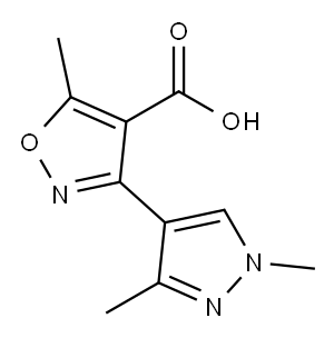 3-(1,3-ジメチル-1H-ピラゾール-4-イル)-5-メチルイソキサゾール-4-カルボン酸 化学構造式