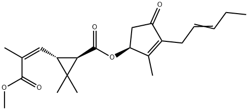 Cyclopropanecarboxylic acid, 3-(1E)-3-methoxy-2-methyl-3-oxo-1-propenyl-2,2-dimethyl-, (1S)-2-methyl-4-oxo-3-(2Z)-2-pentenyl-2-cyclopenten-1-yl ester, (1R,3R)- Struktur