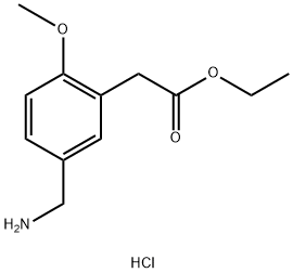 (5-Aminomethyl-2-methoxy-phenyl)-acetic acid ethyl ester HCl Struktur