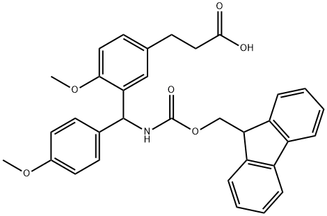 3-[[[(9H-Fluoren-9-ylmethoxy)carbonyl]amino](4-methoxyphenyl)methyl]-4-methoxybenzenepropanoic acid Structure