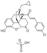 14B-(对氯肉桂氨基)-7,8-二氢-N-环丙基甲基吗啡酮甲磺酸, 117332-69-1, 结构式