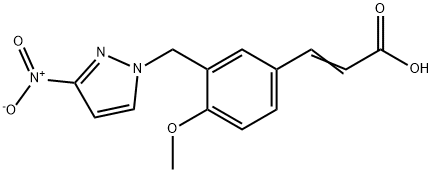 (2E)-3-{4-Methoxy-3-[(3-nitro-1H-pyrazol-1-yl)-methyl]phenyl}acrylic acid Structure