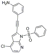 BenzenaMine, 3-[2-[4-chloro-1-(phenylsulfonyl)-1H-pyrrolo[2,3-b]pyridin-2-yl]ethynyl]- Struktur