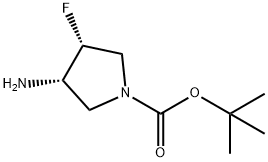 1-Pyrrolidinecarboxylic acid, 3-amino-4-fluoro-, 1,1-dimethylethyl ester, (3S,4R)- Struktur