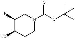 3-フルオロ-4-ヒドロキシピペリジン-1-カルボン酸(3S,4R)-TERT-ブチル 化学構造式