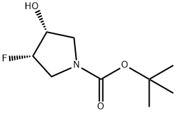 顺式-3-氟-4-羟基吡咯烷-1-羧酸叔丁酯, 1174020-48-4, 结构式
