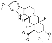 (3β,20α)-11,17α,18α-トリメトキシヨヒンバン-16β-カルボン酸メチル 化学構造式