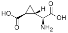 (S)-2-(2β-カルボキシシクロプロパン-1α-イル)グリシン 化学構造式
