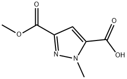 3-(メトキシカルボニル)-1-メチル-1H-ピラゾール-5-カルボン酸 化学構造式
