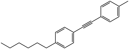1-(4-ヘキシルフェニル)-2-(4-メチルフェニル)エチン 化学構造式