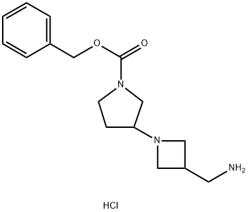 3-(3-AMINOMETHYL-AZETIDIN-1-YL)-PYRROLIDINE-1-CARBOXYLIC ACID BENZYL ESTER-2HCl 化学構造式