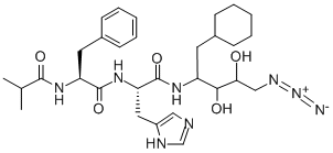 5-アジド-1-シクロヘキシル-1,2,5-トリデオキシ-2-[[N-[N-(2-メチル-1-オキソプロピル)-L-フェニルアラニル]-L-ヒスチジル]アミノ]-L-arabino-ペンチトール 化学構造式