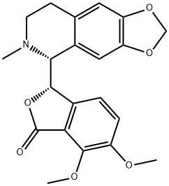 [R,(-)]-6,7-ジメトキシ-3-[[(5R)-5,6,7,8-テトラヒドロ-6-メチル-1,3-ジオキソロ[4,5-g]イソキノリン]-5-イル]イソベンゾフラン-1(3H)-オン 化学構造式