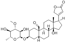 3β-[(6-デオキシ-3-O-メチル-α-L-グルコピラノシル)オキシ]-14-ヒドロキシ-19-オキソ-5β,14β-カルダ-20(22)-エノリド 化学構造式