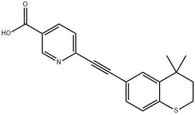 6-[[(3,4-ジヒドロ-4,4-ジメチル-2H-1-ベンゾチオピラン)-6-イル]エチニル]ニコチン酸 化学構造式