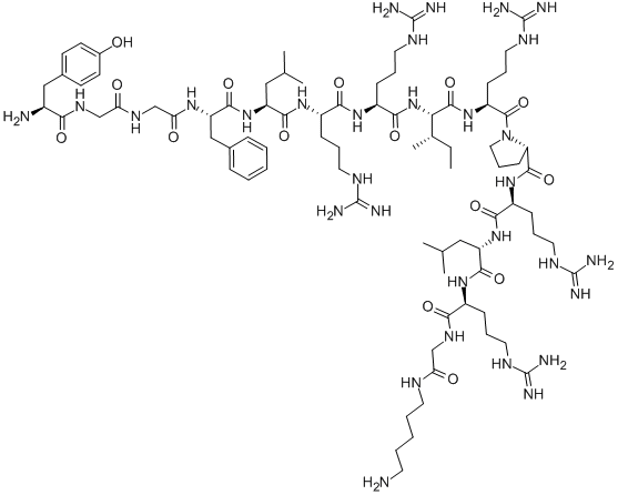 L-Tyr-Gly-Gly-L-Phe-L-Leu-L-Arg-L-Arg-L-Ile-L-Arg-L-Pro-L-Arg-L-Leu-L-Arg-Gly-(5-アミノペンチル)NH2 化学構造式