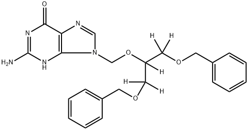 9-[[2-Benzyloxy-1-(benzyloxymethyl)-ethoxy]-methyl]guanine-d5 Structure