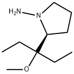 (S)-(-)-アミノ-2-(1′-メトキシ-1′-エチルプロピル)ピロリジン 化学構造式