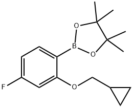 2-(2-(环丙基甲氧基)-4-氟苯基)-4,4,5,5-四甲基-1,3,2-二氧硼烷, 1185836-96-7, 结构式
