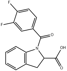1-(3,4-difluorobenzoyl)-2,3-dihydro-
1H-indole-2-carboxylic acid Structure
