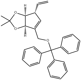 (3aR,4S,6aR)-2,2-diMethyl-6-((trityloxy)Methyl)-4-vinyl-4,6a-dihydro-3aH-cyclopenta[d][1,3]dioxole Struktur