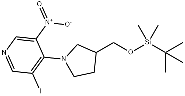 4-(3-(((叔丁基二甲基甲硅烷基)氧基)甲基)吡咯烷-1-基)-3-碘-5-硝基吡啶, 1186310-82-6, 结构式