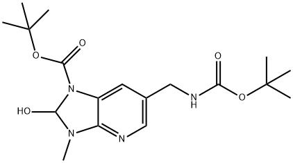 tert-Butyl 6-((tert-butoxycarbonylamino)methyl)-2-hydroxy-3-methyl-2,3-dihydro-1H-imidazo[4,5-b]pyri Struktur
