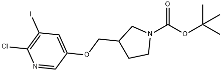 tert-Butyl 3-((6-chloro-5-iodopyridin-3-yloxy)-methyl)pyrrolidine-1-carboxylate Struktur