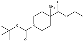 4-アミノ-1-BOC-4-ピペリジン二カルボン酸エチルエステル 化学構造式