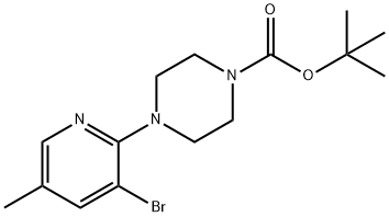 2-(4-BOC-PIPERAZINO)-3-BROMO-5-METHYLPYRIDINE, 1187386-02-2, 结构式