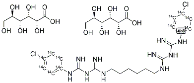 CHLORHEXIDINE-RING-UL-14C DIGLUCONATE 化学構造式