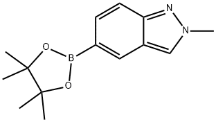 2-メチル-5-(4,4,5,5-テトラメチル-1,3,2-ジオキサボロラン-2-イル)-2H-インダゾール 化学構造式