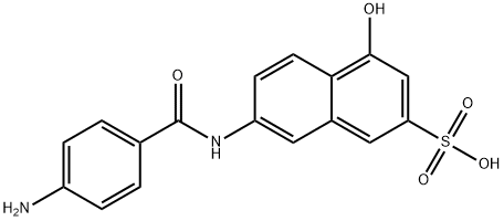 7-[(4-アミノベンゾイル)アミノ]-4-ヒドロキシ-2-ナフタレンスルホン酸 化学構造式