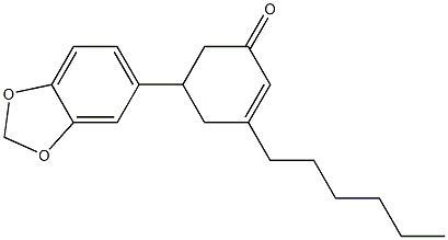 5-benzo[1,3]dioxol-5-yl-3-hexyl-cyclohex-2-en-1-one Struktur