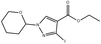1H-Pyrazole-4-carboxylic acid, 3-iodo-1-(tetrahydro-2H-pyran-2-yl)-, ethyl ester Struktur