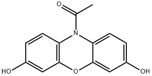 10-アセチル-3,7-ジヒドロキシフェノキサジン [ADHP] 化学構造式