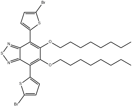 4,7-ビス(5-ブロモチオフェン-2-イル)-5,6-ビス(n-オクチルオキシ)-2,1,3-ベンゾチアジアゾール 化学構造式