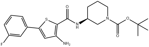 (S)-3-(3-氨基-5-(3-氟苯基)噻吩-2-甲酰胺基)哌啶-1-甲酸叔丁酯 结构式