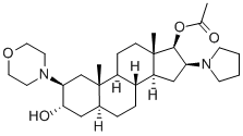 (2b,3a,5a,16b,17b)-17-Acetoxy-3-hydroxy-2-(4-morpholinyl)-16-(1-pyrrolidinyl)androstane Struktur