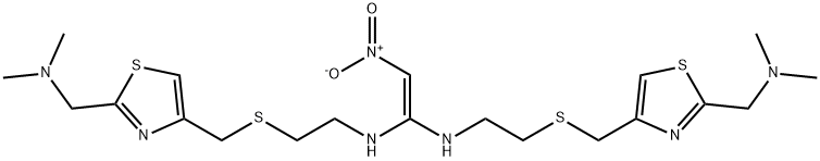 N,N'-二[2-[[[2-[(二甲基氨基)甲基]-4-噻唑基]甲基]硫基]乙基]-2-硝基-1,1-乙烯二胺 结构式