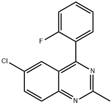6-クロロ-2-メチル-4-(2-フルオロフェニル)キナゾリン 化学構造式