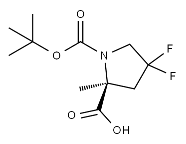 (2S)-1-Boc-4,4-difluoro-2-methylpyrrolidine-2-carboxylic acid 结构式