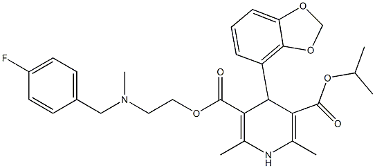 4-(1,3-ベンゾジオキソール-4-イル)-1,4-ジヒドロ-2,6-ジメチル-3,5-ピリジンジカルボン酸3-[2-[[(4-フルオロフェニル)メチル]メチルアミノ]エチル]5-イソプロピル 化学構造式
