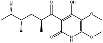 (2S,4S,5S)-5-クロロ-1-(2,4-ジヒドロキシ-5,6-ジメトキシピリジン-3-イル)-2,4-ジメチル-1-ヘキサノン 化学構造式