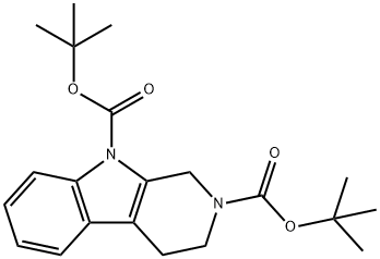 di-tert-butyl 3,4-dihydro-1H-pyrido[3,4-b]indole-2,9-dicarboxylate Struktur