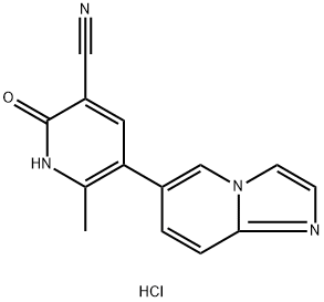 1,2-ジヒドロ-5-(イミダゾ[1,2-a]ピリジン-6-イル)-6-メチル-2-オキソ-3-ピリジンカルボニトリル·塩酸塩 化学構造式