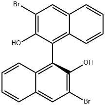 (S)-3,3'-ジブロモ-1,1'-ビ-2-ナフトール 化学構造式